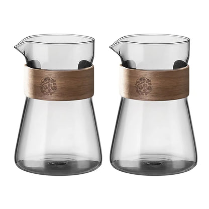 17Oz/500Ml Glass Coffee Pot Carafe with Wood Heat-Resistant Layer, High Borosilicate Espresso Shot Glass Mug ,Coffee Accesories