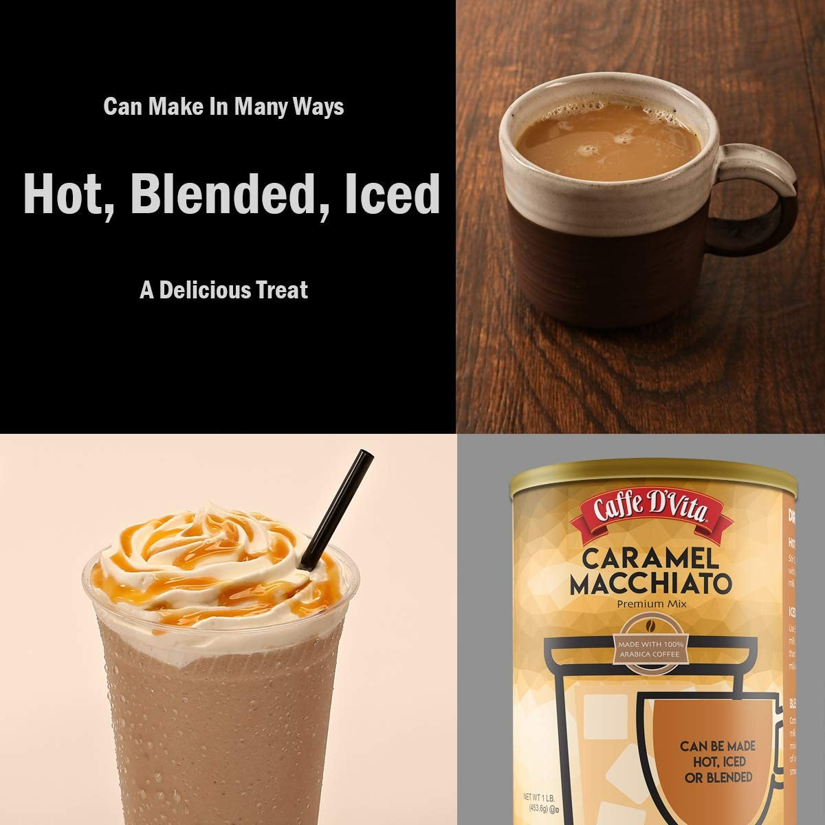 Caffe D Vita Caramel Macchiato Premium Coffee Mix 32 Ounce Instant Drink Mix