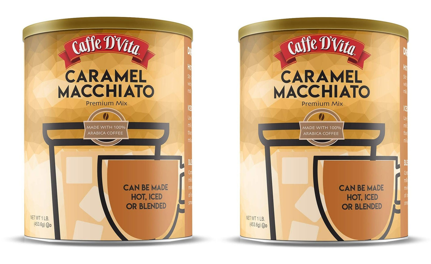 Caffe D Vita Caramel Macchiato Premium Coffee Mix 32 Ounce Instant Drink Mix